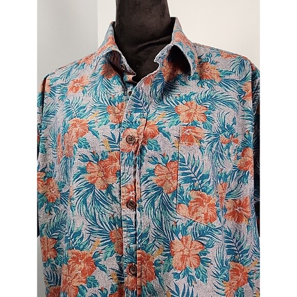 Chip & Pepper California XL Summer Aloha Hawaiian Button Blue Short Cotton - Picture 3 of 11